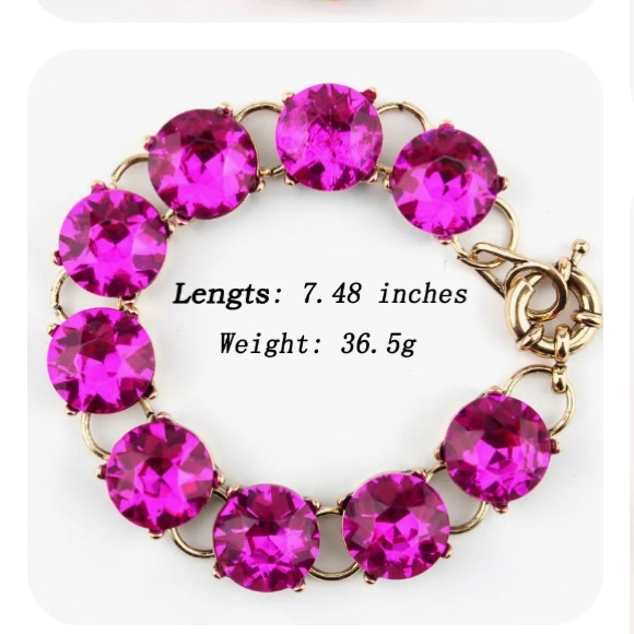 Royal blue crystal sparkly link bracelet gold tone bling - Picture 7 of 11